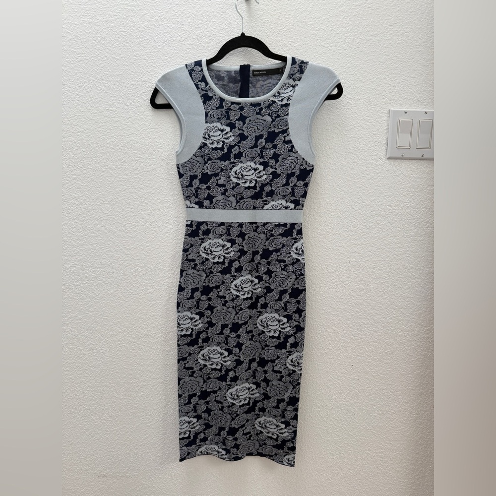 Karen Millen Navy Blue body con knit dress size ~US 4